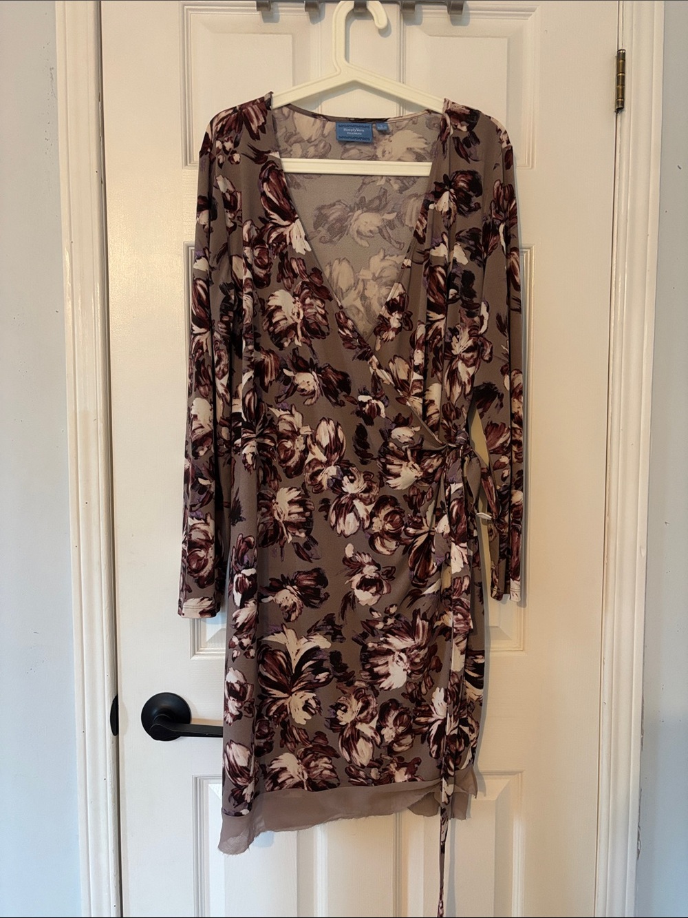 Simply Vera Vera Wang Wrap Dress with Burgundy and white Floral Print